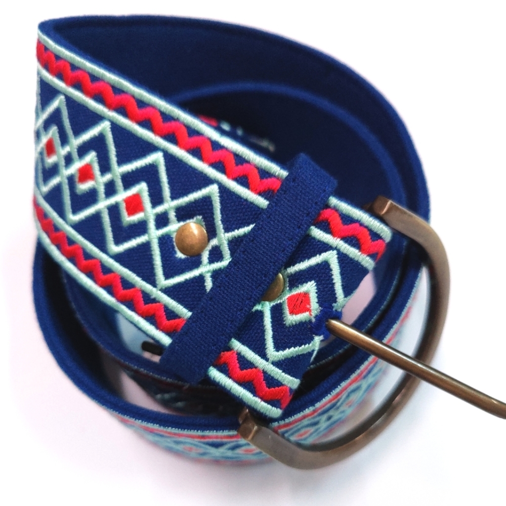 NWT WYETH x Frida Kahlo Blue Geometric Classic Ribbon Belt